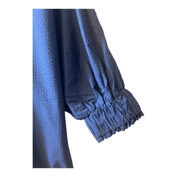 Harshman Anthropologie Navy Gilida Popover Blouse Size S Cotton Puff Sleeve - Picture 4 of 10